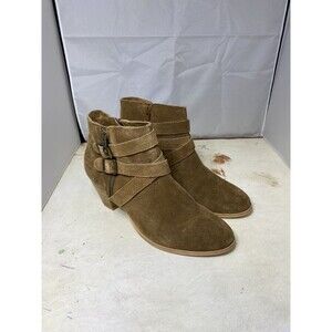 Diba Heeled Ankle Boots Brown Suede Buckle Booties Women’s Size 10 GUC